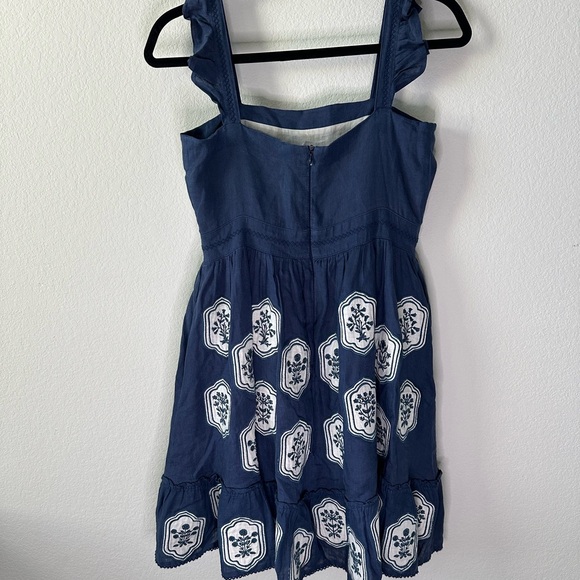 Agua Bendita Herbarium navy flared mini dress SZ S - Picture 8 of 9